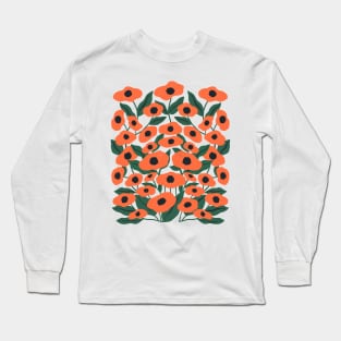 Abstract Red Poppy Flowers Long Sleeve T-Shirt